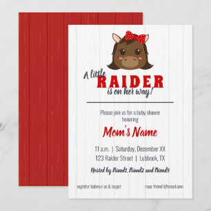 Uitnodiging voor Baby Shower van Baby Girl Red Hor
