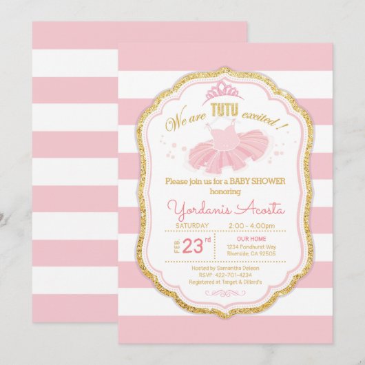 uitnodiging voor baby shower van Ballerina (Voorkant / Achterkant)