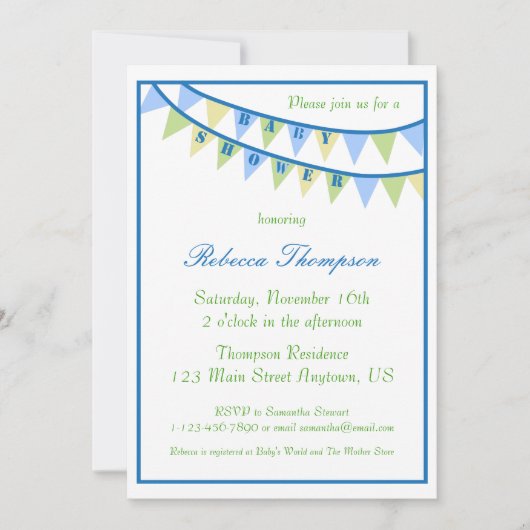 Uitnodiging voor Baby shower van banners (Voorkant)