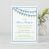 Uitnodiging voor Baby shower van banners (Staand voorkant)