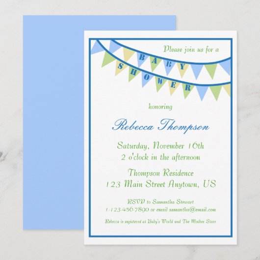 Uitnodiging voor Baby shower van banners (Voorkant / Achterkant)