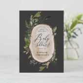 Uitnodiging voor baby shower van bijtende houten p (Staand voorkant)