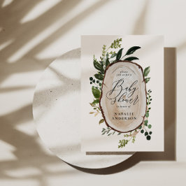 Uitnodiging voor baby shower van bijtende houten p