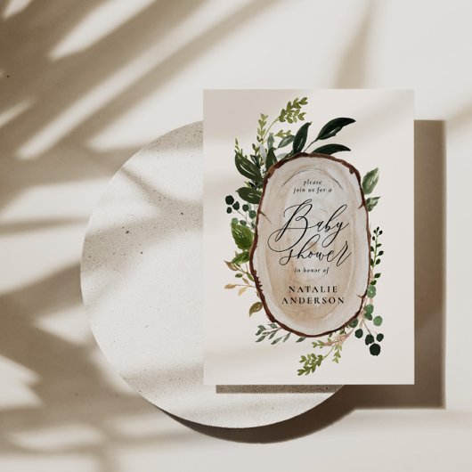 Uitnodiging voor baby shower van bijtende houten p