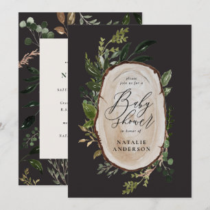 Uitnodiging voor baby shower van bijtende houten p