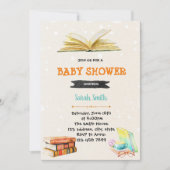 Uitnodiging voor baby shower van boekenbibliotheek (Voorkant)