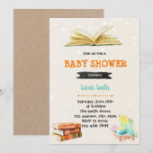 Uitnodiging voor baby shower van boekenbibliotheek (Voorkant / Achterkant)