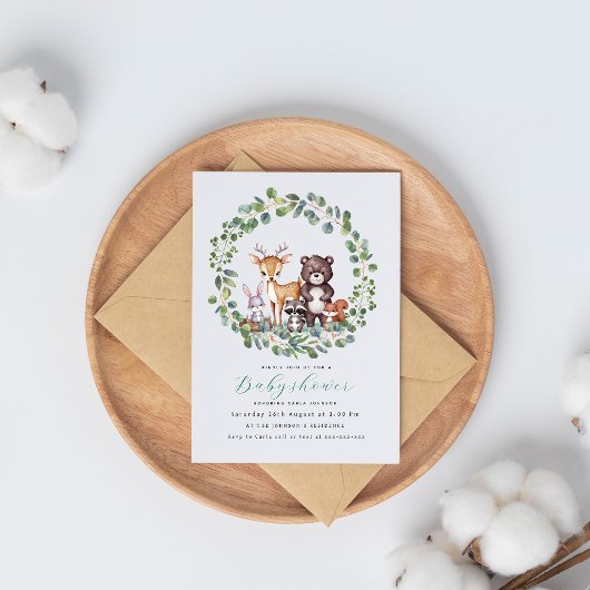 Uitnodiging voor baby shower van bosbouwareaal