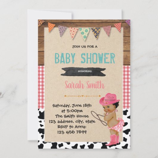 uitnodiging voor baby shower van Cowgirl (Voorkant)