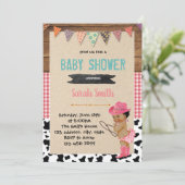 uitnodiging voor baby shower van Cowgirl (Staand voorkant)