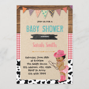 uitnodiging voor baby shower van Cowgirl