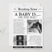Uitnodiging voor baby shower van een krant (Voorkant)