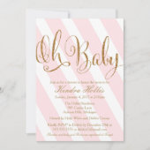 Uitnodiging voor Baby shower van Glitter - Roze st (Voorkant)