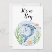 Uitnodiging voor Baby shower van haaien in het kad (Achterkant)