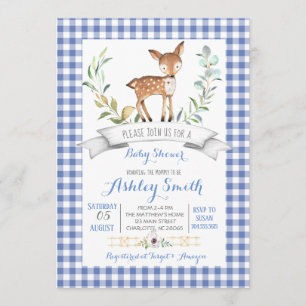 Uitnodiging voor baby shower van herten van gingha