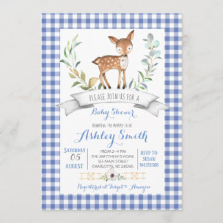 Uitnodiging voor baby shower van herten van gingha