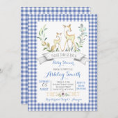 Uitnodiging voor baby shower van herten van gingha (Voorkant / Achterkant)