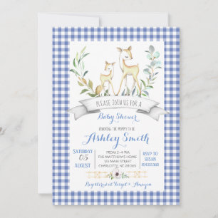 Uitnodiging voor baby shower van herten van gingha