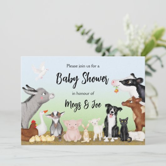 Uitnodiging voor baby shower van juffelkasten (Staand voorkant)