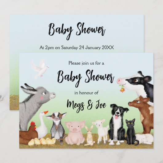 Uitnodiging voor baby shower van juffelkasten (Voorkant / Achterkant)