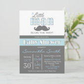 Uitnodiging voor Baby shower van kleine Mannen (Staand voorkant)