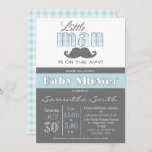 Uitnodiging voor Baby shower van kleine Mannen (Voorkant / Achterkant)