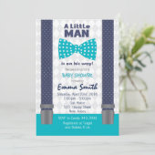 Uitnodiging voor Baby shower van kleine Mannen (Staand voorkant)