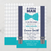 Uitnodiging voor Baby shower van kleine Mannen (Voorkant / Achterkant)