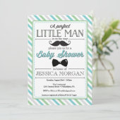 Uitnodiging voor Baby shower van kleine Mannen (Staand voorkant)