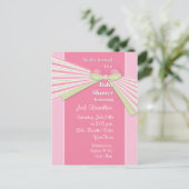 Uitnodiging voor Baby shower van lint en strepen (Staand voorkant)