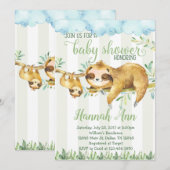 Uitnodiging voor Baby shower van Luiaard (Voorkant / Achterkant)