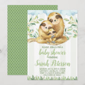 Uitnodiging voor Baby shower van Luiaard (Voorkant / Achterkant)