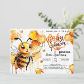 Uitnodiging voor Baby shower van mama tot bijen (Staand voorkant)