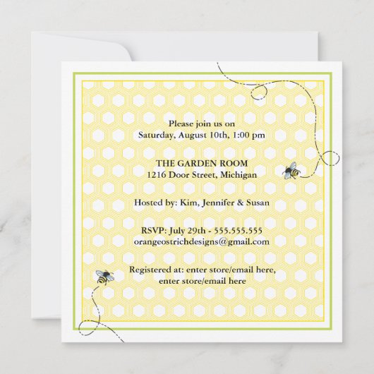 Uitnodiging voor Baby shower van mama tot bijen (Achterkant)