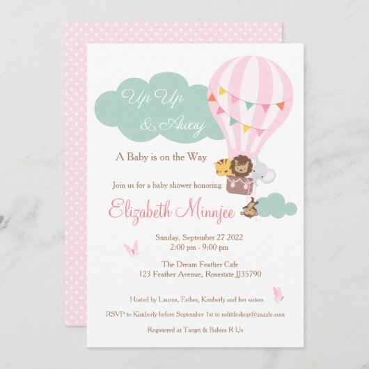 Uitnodiging voor Baby shower van oerwouden van air (Voorkant / Achterkant)