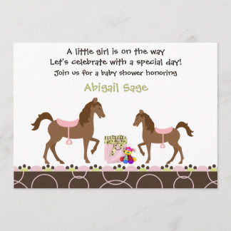 Uitnodiging voor Baby shower van paarden voor meis