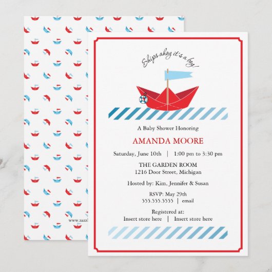 Uitnodiging voor Baby shower van papier (Voorkant / Achterkant)