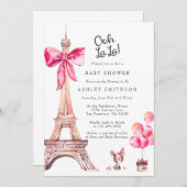 Uitnodiging voor Baby shower van Parijs (Voorkant / Achterkant)