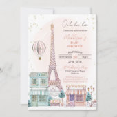 Uitnodiging voor Baby shower van Parijs (Voorkant)