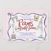 Uitnodiging voor Baby shower van Parijs (Voorkant / Achterkant)