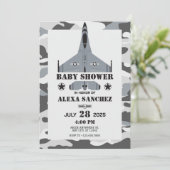 Uitnodiging voor Baby shower van piloot van het vl (Staand voorkant)