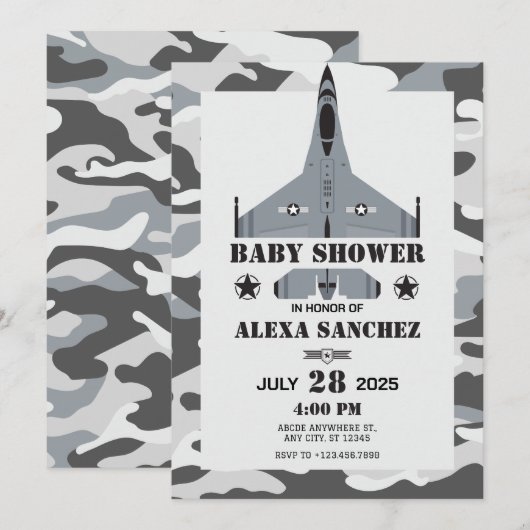 Uitnodiging voor Baby shower van piloot van het vl (Voorkant / Achterkant)