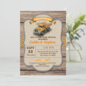 Uitnodiging voor baby shower van pompwagens. retr (Staand voorkant)