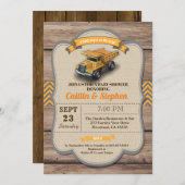 Uitnodiging voor baby shower van pompwagens. retr (Voorkant / Achterkant)