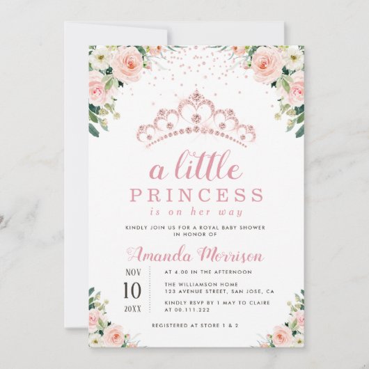 uitnodiging voor baby shower van prinses floral (Voorkant)