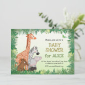 Uitnodiging voor baby shower van Safari-dieren (Staand voorkant)