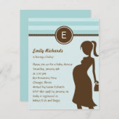 Uitnodiging voor Baby shower van Sassy Mam - Blauw (Voorkant / Achterkant)