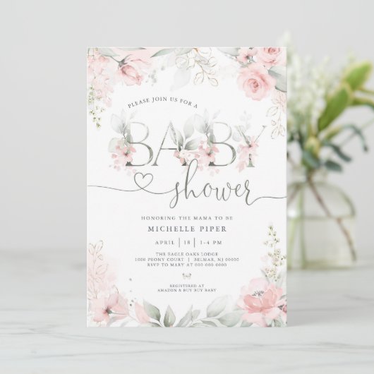 Uitnodiging voor Baby shower van Spring Garden (Staand voorkant)