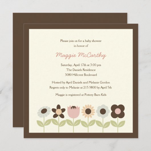 Uitnodiging voor Baby shower van Spring Garden (Voorkant / Achterkant)