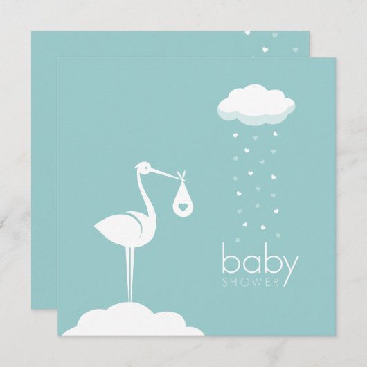 Uitnodiging voor Baby shower van Stork Delivery Bo (Voorkant / Achterkant)